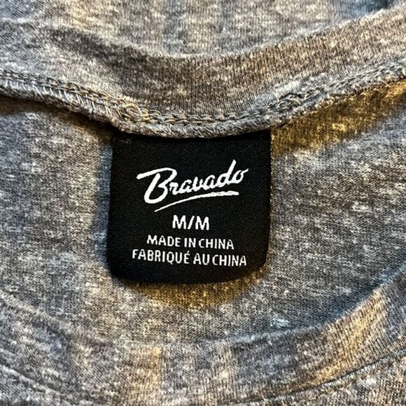 Bravado Rolling Stones Shirt Womens Medium Gray Floral Lips Tongue Muscle Tee - Picture 6 of 7